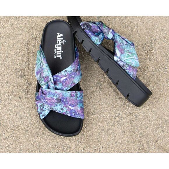 Alegria Sandals Fabric Twist Mylee Itchycoo Adjustable Size 38 8-8.5 - Picture 2 of 16